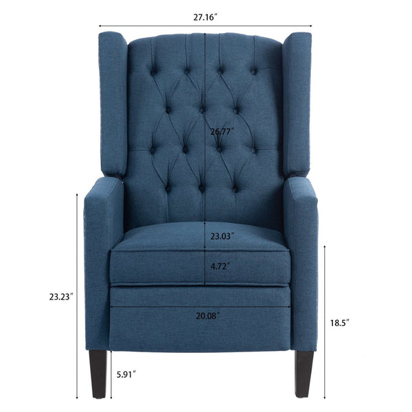 English Elm 27.16" Wingback Manual Recliner with Nailhead Trim Deep Foam Cushion Club Chair W68032508