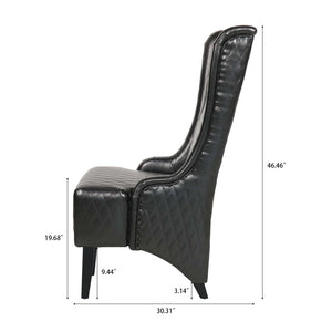 English Elm 23.03" Wingback Velvet Accent Chair Tall High Back Support for Living Room Bedroom Black W680P404142