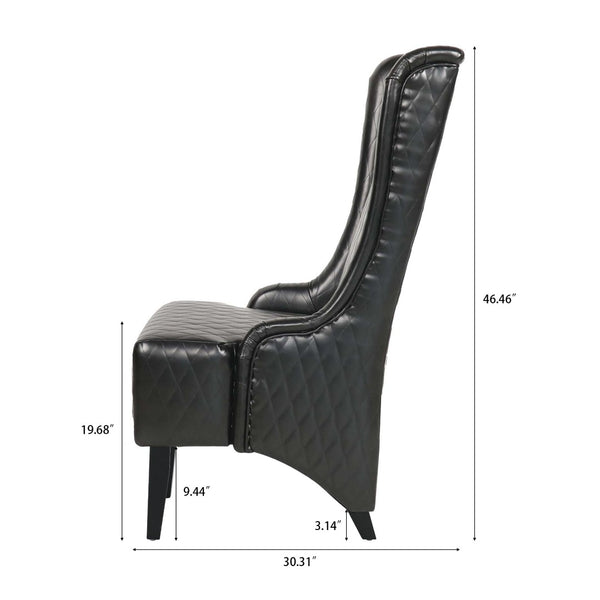 English Elm 23.03" Wingback Velvet Accent Chair Tall High Back Support for Living Room Bedroom Black W680P404142