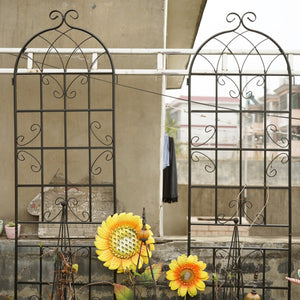 English Elm 4 Pack Tall Galvanized Steel Garden Trellises Powder Coated Black for Climbing Vines W158681059