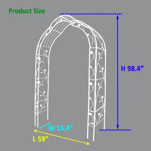 English Elm Metal Gothic Arch Garden Arbor Powder Coated Steel Trellis for Climbing Roses Cream White W158681140