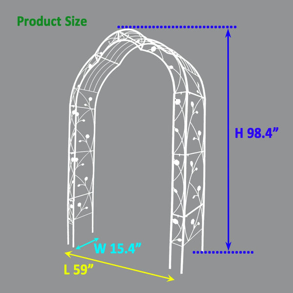 English Elm Metal Gothic Arch Garden Arbor Powder Coated Steel Trellis for Climbing Roses Cream White W158681140