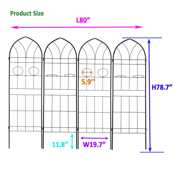 English Elm 4 Pack Powder-coated Steel Garden Trellises Rustproof Climbing Plant Support Panels W158681138