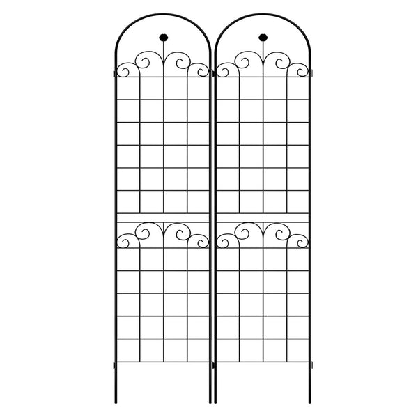 English Elm 4 Pack Tall Galvanized Steel Garden Trellises Powder Coated Black for Climbing Vines W158681065
