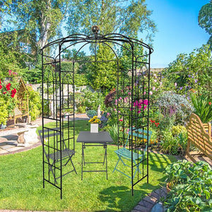English Elm Metal Birdcage Garden Arch Powder Coated Steel Pergola for Outdoor Ceremonies W158681123