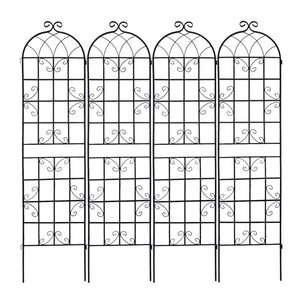 English Elm 4 Pack Tall Galvanized Steel Garden Trellises Powder Coated Black for Climbing Vines W158681059