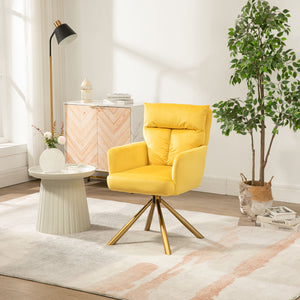 Hearth and Haven Yellow Velvet Contemporary High-Back Upholstered Swivel Accent Chair W116470753