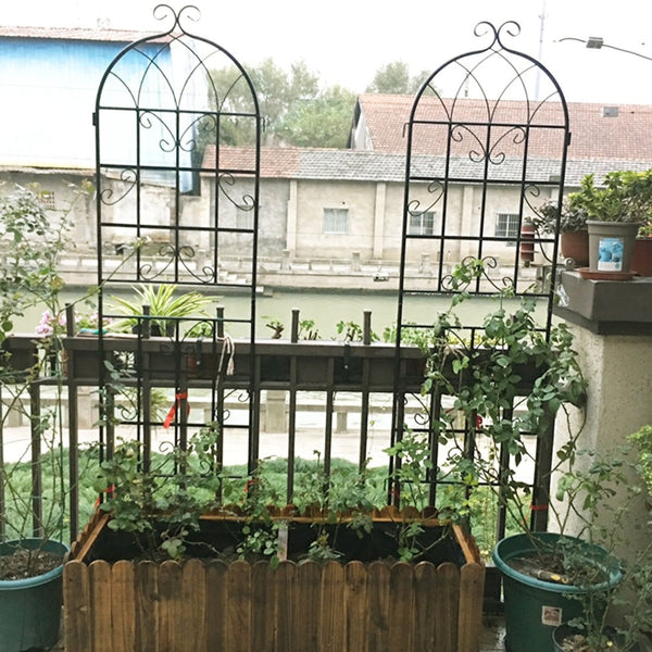 English Elm 4 Pack Galvanized Steel Garden Trellises Powder Coated Matte Black Climbing Plant Supports W158681061