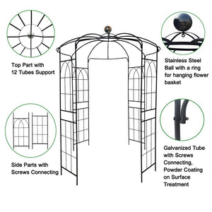 English Elm Metal Birdcage Garden Arch Powder Coated Steel Pergola for Outdoor Ceremonies W158681123