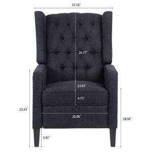 English Elm 27.16" Wingback Manual Recliner Tufted Club Chair with Nailhead Trim for Living Room W680P403873