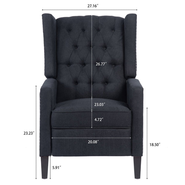 English Elm 27.16" Wingback Manual Recliner Tufted Club Chair with Nailhead Trim for Living Room W680P403873