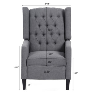 English Elm 27.16" Wingback Manual Recliner with Nailhead Trim Tufted Club Chair for Living Room Grey W68062700