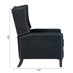 English Elm 27.16" Wingback Manual Recliner Tufted Club Chair with Nailhead Trim for Living Room W680P403873