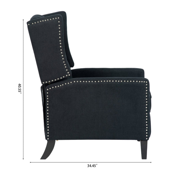 English Elm 27.16" Wingback Manual Recliner Tufted Club Chair with Nailhead Trim for Living Room W680P403873