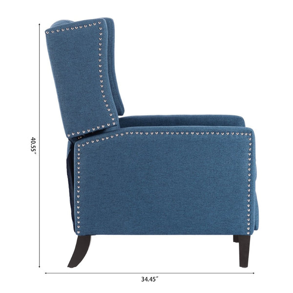 English Elm 27.16" Wingback Manual Recliner with Nailhead Trim Deep Foam Cushion Club Chair W68032508