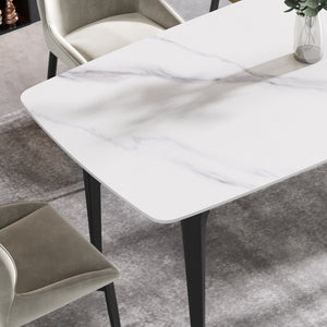 English Elm 70.87"Modern 70.87" Modern Artificial Stone Dining Table With Curved Black Metal Legs - Stylish Seating For 6-8 W1535S00102