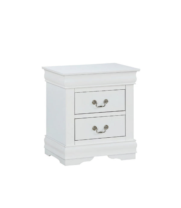English Elm 1pc Louis Philip White Nightstand with Two Spacious Drawers, Solid Wood Contemporary Design - Elegant Storage Solution B01181968