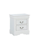 English Elm 1 Piece White Finish Two Drawers Louis Philip Nightstand Solid Wood Contemporary & Simple Style