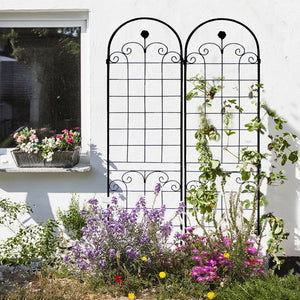 English Elm 4 Pack Tall Galvanized Steel Garden Trellises Powder Coated Black for Climbing Vines W158681065