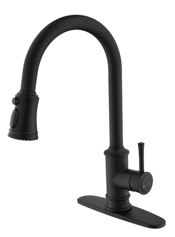 English Elm Single Handle High Arc Stainless Faucet with Pull Down Sprayer for Modern Kitchens W127264937
