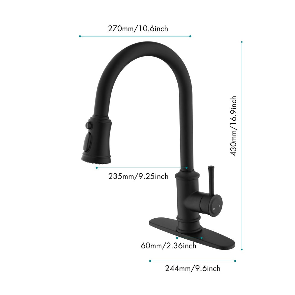 English Elm Single Handle High Arc Stainless Faucet with Pull Down Sprayer for Modern Kitchens W127264937