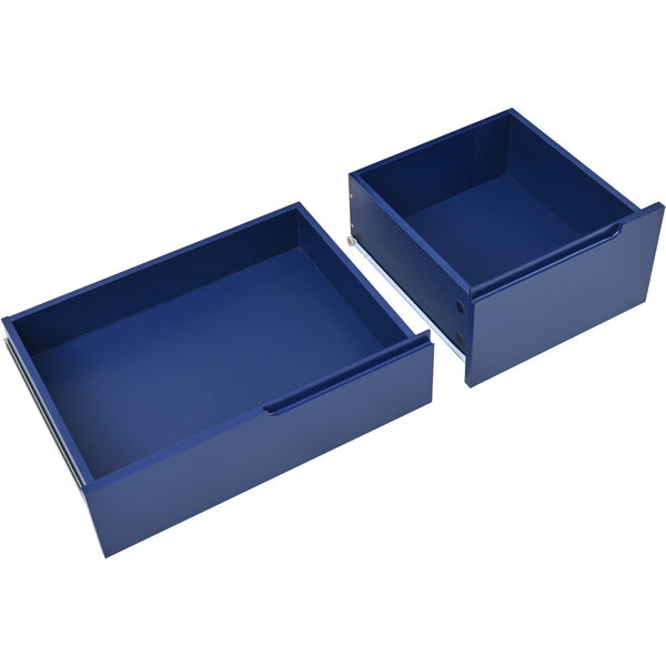 English Elm K&k Store Mobile Kitchen Island Rubberwood Top Eight Push-open Drawers Rolling Storage Blue SK000002AAG