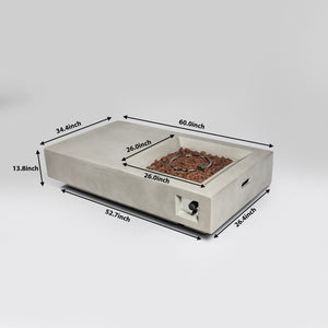 English Elm 60" 60" Propane Fire Pit Table 50000 BTU ETL Certified Stainless Burner Lava Rocks Rain Cover Included W85367025
