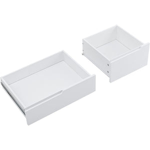 English Elm K&k Store Mobile Kitchen Island Rubberwood Top Eight Push-open Drawers Rolling Storage White SK000002AAW