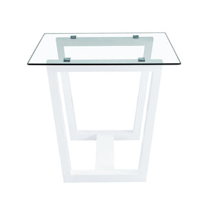 English Elm Modern Tempered Glass Rectangular Dining Table with Matte Black Legs Seats Six W1151S00327