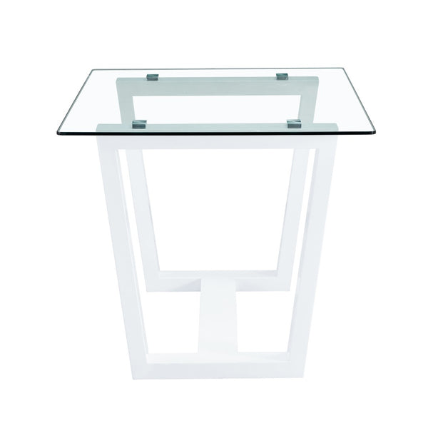 English Elm Modern Tempered Glass Rectangular Dining Table with Matte Black Legs Seats Six W1151S00327