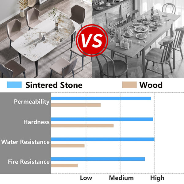 English Elm 70.87"Modern Stylish Artificial Stone Dining Table With Curved Black Metal Legs For 6-8 People W1535S00111