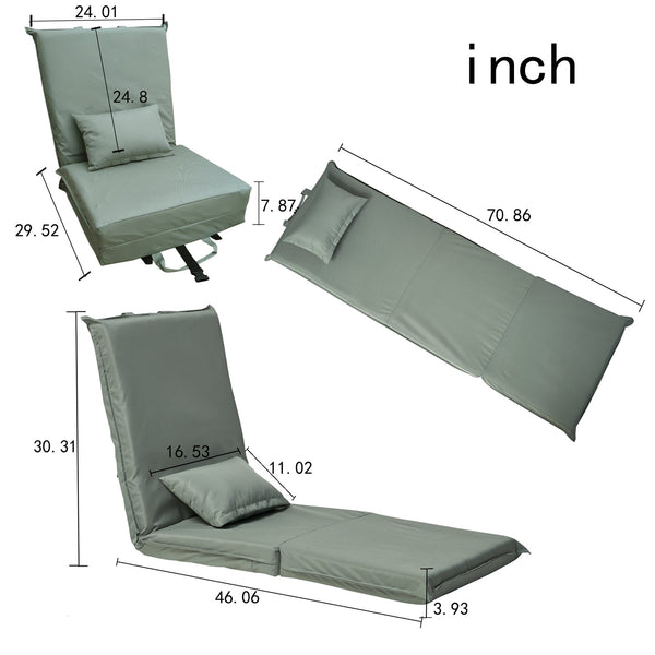 English Elm Foldable Low-Profile Portable Chair with 14-Position Recline, Lightweight Carry Bag for Beach Camping W24463605
