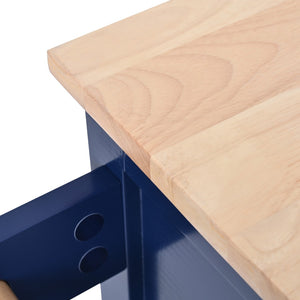 English Elm K&k Store Mobile Kitchen Island Rubberwood Top Eight Push-open Drawers Rolling Storage Blue SK000002AAG