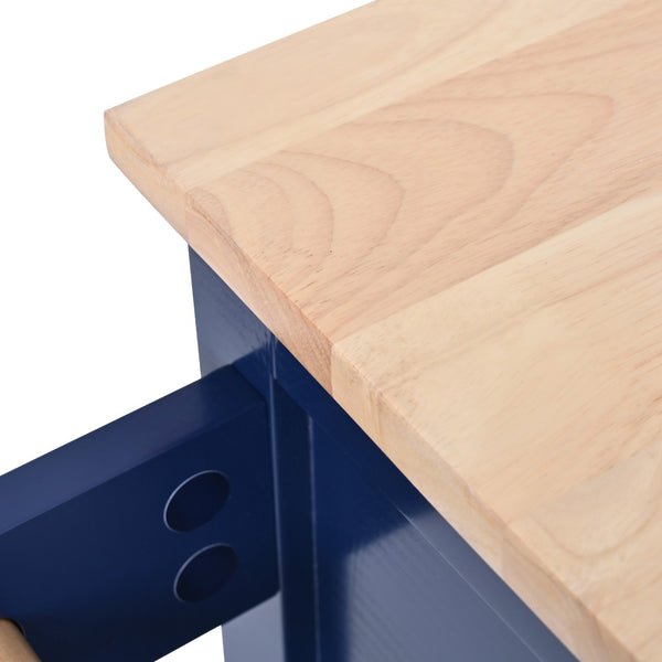 English Elm K&k Store Mobile Kitchen Island Rubberwood Top Eight Push-open Drawers Rolling Storage Blue SK000002AAG