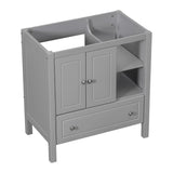 English Elm 30" Bathroom Vanity Base Only, Solid Wood Frame, Bathroom Storage Cabinet With Doors and Drawers, Grey