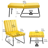 Hearth and Haven Yellow Modern Lazy Lounge Chair, Contemporary Single Leisure Upholstered Sofa Chair Set W116470734