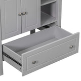 English Elm 30" Bathroom Vanity Base Only, Solid Wood Frame, Bathroom Storage Cabinet With Doors and Drawers, Grey