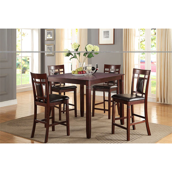 English Elm 5 Piece Counter Height Dining Set - Stylish Dark Brown Rubberwood With Plush Seating For Comfort B01682184