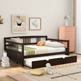 Hearth and Haven Full Size Daybed Wood Bed with Twin Size Trundle, Espresso WF295131AAP