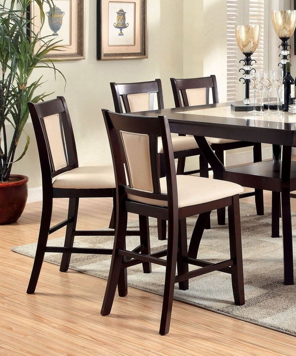 English Elm Contemporary Dark Cherry & Ivory Counter Height Chairs Set of 2 — Solid Wood, Padded Leatherette Seats, 41.25" HContemporary Dark Cherry & Ivory Counter Height Chairs Set of 2 — Solid Wood, Padded Leatherette Seats, 41.25" H B01182193
