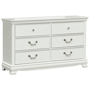 English Elm Classic Six Drawer White Dresser with Antique Nickel Hardware for Master Bedroom B01182191