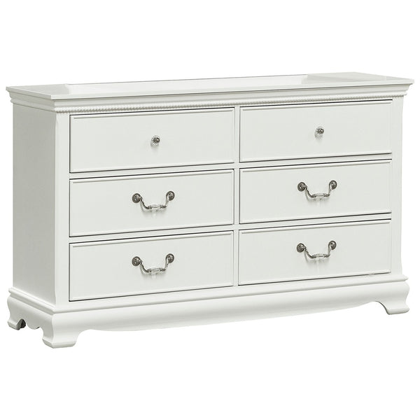 English Elm Classic Six Drawer White Dresser with Antique Nickel Hardware for Master Bedroom B01182191