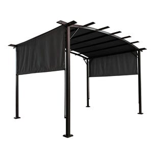English Elm 12 Outdoor Pergola 12 x 9 Ft Retractable Steel Gazebo with Adjustable Canopy, Rust-Resistant Shade Shelter Gray W419S00042
