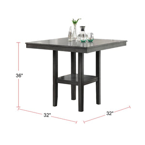 English Elm 5 Elegant 5-Piece Counter Height Dining Set Grey Upholstered High Chairs Square Table with Shelf B01682319