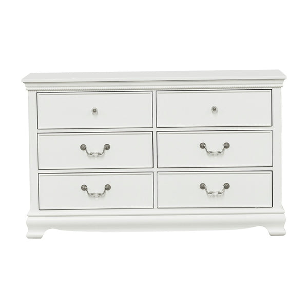 English Elm Classic Six Drawer White Dresser with Antique Nickel Hardware for Master Bedroom B01182191