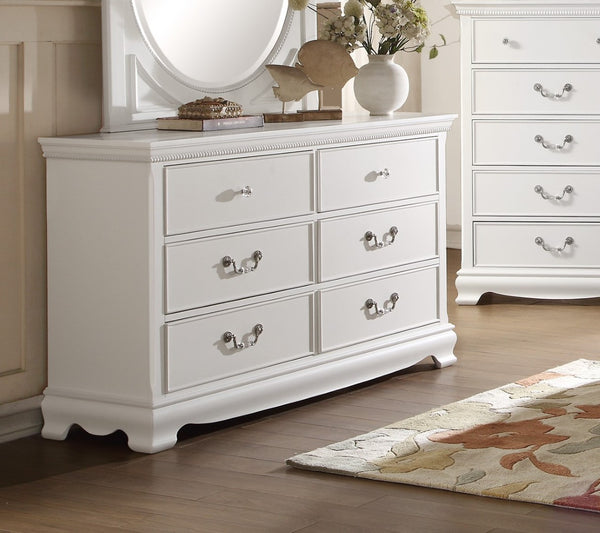 English Elm Classic Six Drawer White Dresser with Antique Nickel Hardware for Master Bedroom B01182191