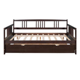 Hearth and Haven Full Size Daybed Wood Bed with Twin Size Trundle, Espresso WF295131AAP