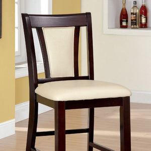 English Elm Contemporary Dark Cherry & Ivory Counter Height Chairs Set of 2 — Solid Wood, Padded Leatherette Seats, 41.25" HContemporary Dark Cherry & Ivory Counter Height Chairs Set of 2 — Solid Wood, Padded Leatherette Seats, 41.25" H B01182193