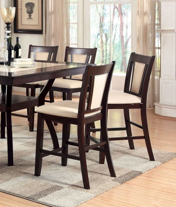 English Elm Contemporary Dark Cherry & Ivory Counter Height Chairs Set of 2 — Solid Wood, Padded Leatherette Seats, 41.25" HContemporary Dark Cherry & Ivory Counter Height Chairs Set of 2 — Solid Wood, Padded Leatherette Seats, 41.25" H B01182193
