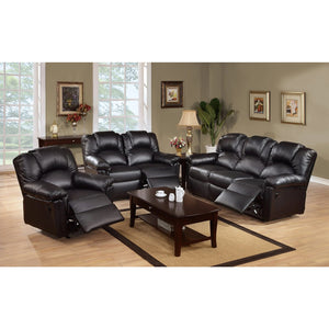 English Elm 3 Rugged Bonded Leather Manual Reclining Sofa Black with Memory Foam, Padded Arms, Baseball Stitching Comfort B01682189